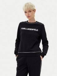 KARL LAGERFELD Bluza A2W20066 Czarny Regular Fit. Czarne bluzy damskie KARL LAGERFELD, xs, bez wzorów, z bawełny, bez ramiączek, bez kaptura. Za 699.99 zł.