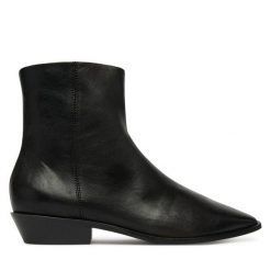 Botki Balagan. Czarne botki damskie BALAGAN, bez wzorów, bez obcasa, na słupku, bez zapięcia. Za 659.99 zł.