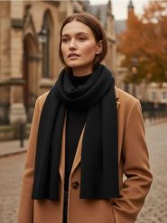 Czarny szalik basic - czarny. Czarne szaliki damskie Sinsay, bez wzorów. Za 35.99 zł.