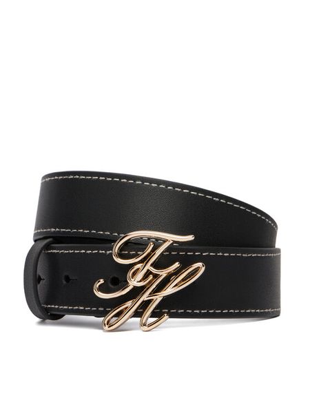 Tommy Hilfiger Pasek Th Script 3.0 AW0AW18568 Granatowy. Niebieskie paski damskie Tommy Hilfiger, bez wzorów, ze skóry. Za 165.99 zł.