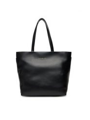 Tommy Hilfiger Torebka Th Logotape Tote AW0AW17693 Czarny. Czarne shopperki damskie Tommy Hilfiger, bez wzorów, ze skóry, bez dodatków. Za 449.99 zł.