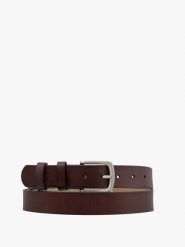 Ciemnobrązowy pasek męski ze skóry licowej PASEK MĘSKI. Brązowe paski męskie Ryłko, z materiału, eleganckie. Za 129.99 zł.