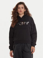 DKNY Bluza DP4T1031 Czarny Regular Fit. Czarne bluzy damskie DKNY, xs, bez wzorów, z bawełny, bez ramiączek, bez kaptura. Za 189.99 zł.