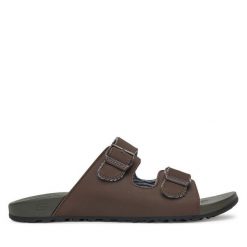 Klapki Skechers. Brązowe klapki męskie Skechers, bez wzorów, bez zapięcia. Za 169.99 zł.
