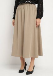Beżowa Rozkloszowana Spódnica z Wiskozą Jenneva. Brązowe spódnice damskie Born2be, na co dzień, m, bez wzorów, z wiskozy, eleganckie, maxi, rozkloszowane. Za 89.99 zł.