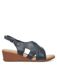 Lasocki Sandały WB-ELIA-03 Granatowy. Niebieskie sandały damskie Lasocki, bez wzorów, ze skóry, bez obcasa, na koturnie, bez zapięcia. Za 118.99 zł.