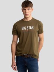 Koszulka męska o klasycznym kroju khaki Bruno 304. Zielone t-shirty męskie BIG STAR, l, bez wzorów, z bawełny, bez kołnierzyka, bez ramiączek. W wyprzedaży za 59.99 zł.