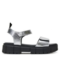 Sandały Tamaris. Brązowe sandały damskie Tamaris, bez wzorów, bez obcasa, na słupku, bez zapięcia. Za 379.99 zł.