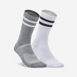 Skarpetki fitness wysokie 2 pary. Skarpety męskie DOMYOS, bez wzorów, z dzianiny. Za 29.99 zł.