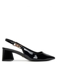 Guess Sandały FLPZAB PAF05 Czarny. Czarne sandały damskie Guess, z aplikacjami, ze skóry, bez obcasa, na słupku, bez zapięcia. Za 479.99 zł.