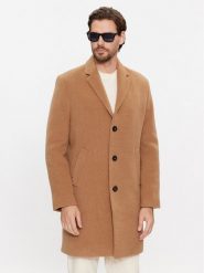 Tommy Hilfiger Płaszcz wełniany MW0MW32963 Brązowy Regular Fit. Brązowe płaszcze męskie Tommy Hilfiger, na zimę, m, bez wzorów, z wełny, bez kołnierzyka, bez kaptura. Za 1,899.00 zł.