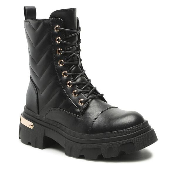 Trzewiki DeeZee. Czarne botki damskie DeeZee, bez wzorów, bez obcasa, na płaskiej podeszwie, bez zapięcia. Za 159.99 zł.