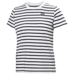 Koszulka damska Helly Hansen Cora Graphic 2.0. Białe bluzki damskie Helly Hansen, bez wzorów, bez kołnierzyka, bez ramiączek. Za 236.50 zł.