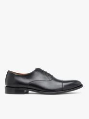 Czarne półbuty wizytowe premium. Czarne buty wizytowe męskie Ryłko, bez wzorów, ze skóry, bez obcasa, bez zapięcia. Za 599.99 zł.