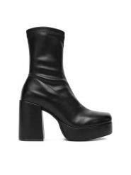 DeeZee Botki 7562T-2 Czarny. Czarne botki damskie DeeZee, bez wzorów, z materiału, bez obcasa, na słupku, bez zapięcia. Za 219.99 zł.