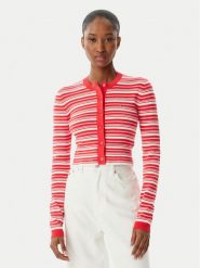 Tommy Jeans Kardigan DW0DW22314 Czerwony jasny Slim Fit. Czerwone kardigany damskie Tommy Jeans, s, bez wzorów, z bawełny, bez kołnierzyka. Za 409.99 zł.