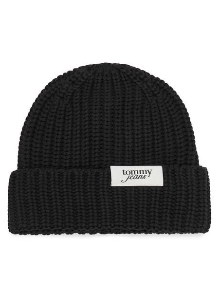 Tommy Hilfiger Czapka Script AW0AW18972 Czarny. Czarne czapki damskie Tommy Hilfiger, na zimę, bez wzorów, z bawełny. Za 189.99 zł.