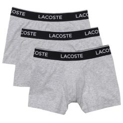 Bokserki Lacoste szare, zestaw 3 sztuk. Szare bokserki męskie Lacoste, bez wzorów, z bawełny. Za 204.75 zł.
