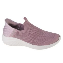Buty sportowe Sneakersy damskie, Skechers Ultra Flex 3.0 Smooth Step Slip-ins. Czarne obuwie sportowe damskie Skechers, bez wzorów, bez zapięcia, trekkingowe. Za 349.99 zł.