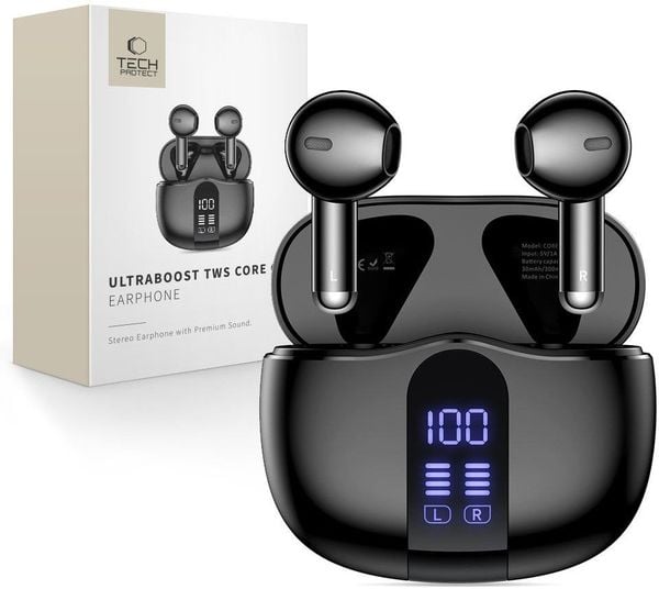 TECH-PROTECT ULTRABOOST TWS EARPHONE CORE G2 BALCK. Słuchawki bezprzewodowe TECH-PROTECT. Za 53.35 zł.