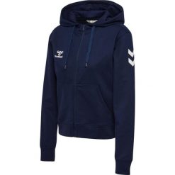 Damska bluza z kapturem zapinana na zamek Hummel Go 2.0 Chevron. Niebieskie bluzy damskie Hummel, bez wzorów, bez ramiączek, z kapturem. Za 262.50 zł.