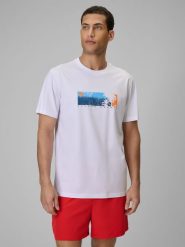 4F T-shirt regular z nadrukiem męski - biały XXL. Białe t-shirty męskie 4F, m, bez wzorów, z bawełny, bez kołnierzyka, bez ramiączek. Za 59.99 zł.