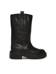 Tommy Jeans Botki Tjw Leather Mid Tubular Boot EN0EN02834 Czarny. Czarne botki damskie Tommy Jeans, bez wzorów, z jeansu, bez obcasa, na płaskiej podeszwie, bez zapięcia. Za 679.99 zł.