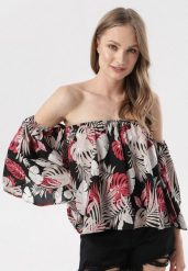 Czarna Bluzka Nyssaia. Czarne bluzki damskie Born2be, s, bez wzorów, z materiału, bez kołnierzyka, bez ramiączek. Za 34.99 zł.