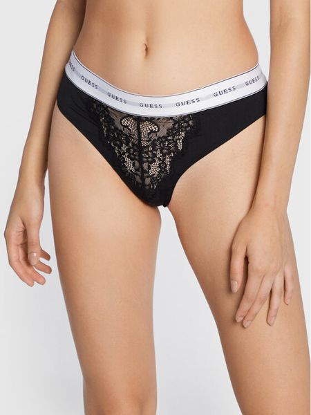 Guess Stringi Belle O2BE00 KBBT0 Czarny. Czarne majtki damskie Guess, z syntetyku. Za 59.99 zł.