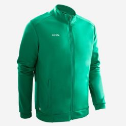 Bluza piłkarska treningowa Kipsta Essential. Zielone bluzy męskie KIPSTA, s, bez wzorów, z elastanu, sportowe, bez ramiączek, bez kaptura. Za 79.99 zł.