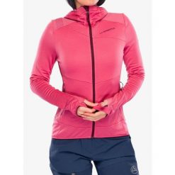 Bluza z kapturem damska La Sportiva Aequilibrium Thermal Hoody. Czerwone bluzy damskie La Sportiva, bez wzorów, bez ramiączek, z kapturem. Za 665.49 zł.