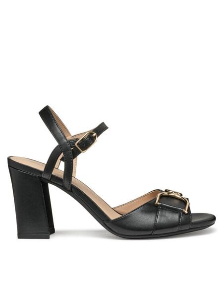 Geox Sandały D New Eraklia 80 D55RPA 000TU C9999 Czarny. Czarne sandały damskie Geox, bez wzorów, ze skóry, bez obcasa, na słupku, bez zapięcia. Za 619.99 zł.