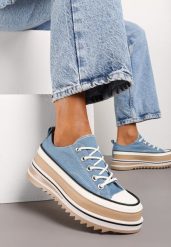 Niebieskie Trampki na Grubej Podeszwie przed Kostkę Aneerla. Niebieskie trampki i tenisówki damskie Born2be, bez wzorów, z jeansu, przed kostkę, bez zapięcia. Za 89.99 zł.