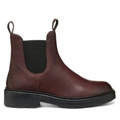 Sztyblety Geox. Czarne botki damskie Geox, bez wzorów, bez obcasa, na płaskiej podeszwie, bez zapięcia. Za 499.99 zł.