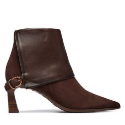 Botki Hispanitas. Brązowe botki damskie Hispanitas, bez wzorów, bez obcasa, na słupku, bez zapięcia. Za 859.99 zł.