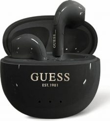 Guess Glossy Effect Egg Shape Printed Classic Logo TWS headphones, black. Czarne słuchawki bezprzewodowe Guess. Za 94.14 zł.
