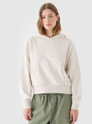 4F Bluza dresowa nierozpinana z kapturem damska - beżowa XXL. Brązowe bluzy damskie 4F, xs, bez wzorów, z bawełny, klasyczne, bez ramiączek, z kapturem. W wyprzedaży za 69.99 zł.