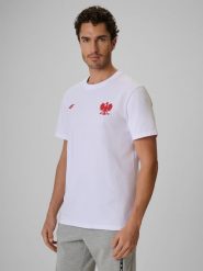 4F Koszulka kibica męska - biała XL. Białe t-shirty męskie 4F, m, bez wzorów, z bawełny, bez kołnierzyka, bez ramiączek. Za 69.99 zł.