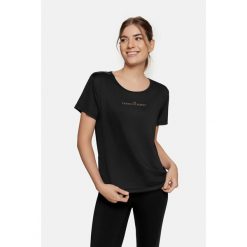 Bluzka sportowa na krótki rękaw Fog Cardiobunny. Czarne koszulki sportowe damskie Cardio Bunny, m, bez wzorów, bez ramiączek, na jogę i pilates. Za 49.99 zł.