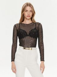 Elisabetta Franchi Body BO-014-42E2-6001 Czarny Slim Fit. Czarne body Elisabetta Franchi, bez wzorów, z syntetyku. Za 1,079.00 zł.