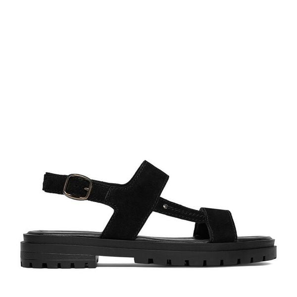 Sandały Lasocki. Czarne sandały damskie Lasocki, bez wzorów, bez obcasa, na płaskiej podeszwie, bez zapięcia. Za 169.99 zł.
