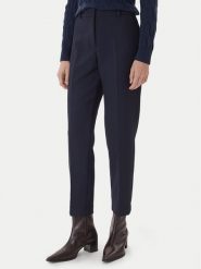 Tommy Hilfiger Spodnie materiałowe WW0WW48355 Granatowy Straight Fit. Niebieskie spodnie materiałowe damskie Tommy Hilfiger, bez wzorów, z materiału. Za 559.99 zł.
