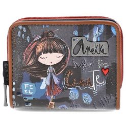 Granatowy Stylowy Portfel Damski Anekke. Niebieskie portfele damskie Anekke, z materiału. Za 129.00 zł.