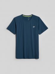 4F Koszulka do biegania regular szybkoschnąca męska - denim M. Niebieskie koszulki sportowe męskie 4F, m, bez wzorów, z denimu, bez kołnierzyka, bez ramiączek. Za 129.99 zł.