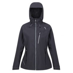 Kurtka przeciwdeszczowa z kapturem damska Regatta Birchdale. Niebieskie kurtki sportowe damskie Regatta, m, bez wzorów, z materiału, bez ramiączek, z kapturem, trekkingowe. Za 249.99 zł.