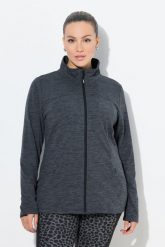 Damskie Bluza funkcyjna wąski krój stójka długi rękaw. Czarne bluzy damskie Ulla Popken, plus size, bez wzorów, z dresówki, bez ramiączek, bez kaptura. Za 349.99 zł.
