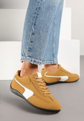Jasnobrązowe Sneakersy Typu Klasyczne Tenisówki Zelritia. Brązowe trampki i tenisówki damskie Renee, z aplikacjami, z jeansu, bez zapięcia. Za 74.99 zł.