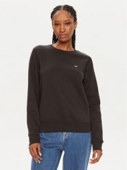 Tommy Jeans Bluza Flag DW0DW19726 Czarny Regular Fit. Czarne bluzy damskie Tommy Jeans, xs, bez wzorów, z bawełny, bez ramiączek, bez kaptura. Za 179.99 zł.