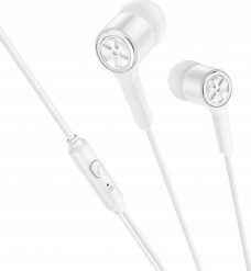 Słuchawki Hoco HOCO słuchawki przewodowe Jack 3,5 mm z mikrofonem M104 białe. Białe słuchawki dokanałowe Hoco. Za 10.57 zł.