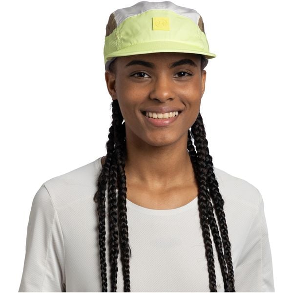 Czapka z daszkiem BUFF 5 PANEL GO CAP DOMUS CITRON. Żółte czapki damskie Buff, bez wzorów, z materiału, eleganckie. Za 139.99 zł.